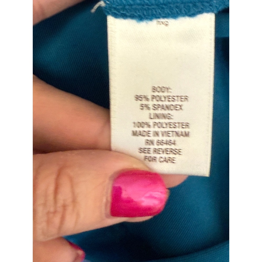 CB Established 1962 Dress Size 14 Blue Black Print V Neck Career Dress 🩵🖤🩵 - Picture 8 of 8